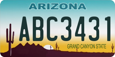 AZ license plate ABC3431
