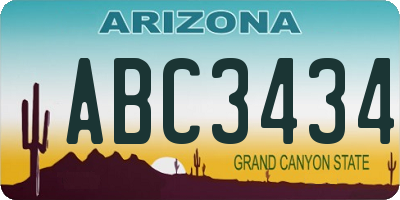 AZ license plate ABC3434