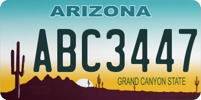 AZ license plate ABC3447
