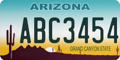 AZ license plate ABC3454