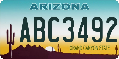 AZ license plate ABC3492