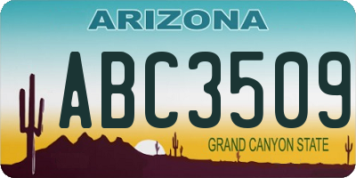 AZ license plate ABC3509