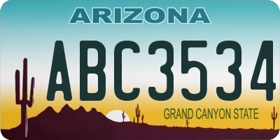 AZ license plate ABC3534
