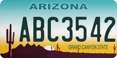 AZ license plate ABC3542