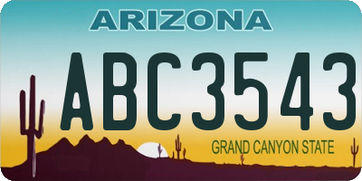 AZ license plate ABC3543