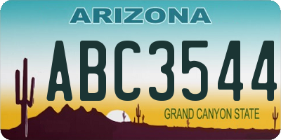 AZ license plate ABC3544