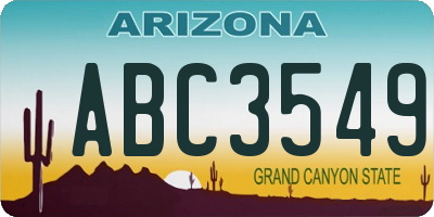 AZ license plate ABC3549