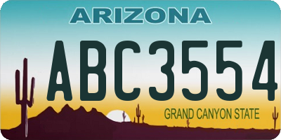 AZ license plate ABC3554