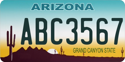 AZ license plate ABC3567