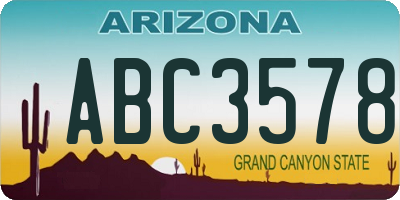 AZ license plate ABC3578