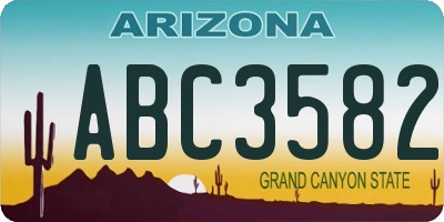 AZ license plate ABC3582