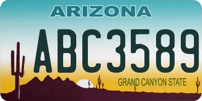 AZ license plate ABC3589