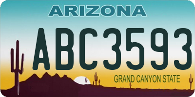 AZ license plate ABC3593