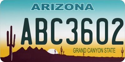 AZ license plate ABC3602