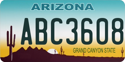 AZ license plate ABC3608