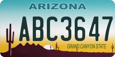 AZ license plate ABC3647