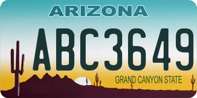 AZ license plate ABC3649