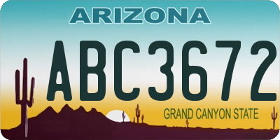 AZ license plate ABC3672
