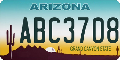 AZ license plate ABC3708