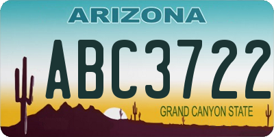 AZ license plate ABC3722