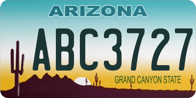 AZ license plate ABC3727