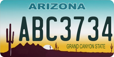 AZ license plate ABC3734