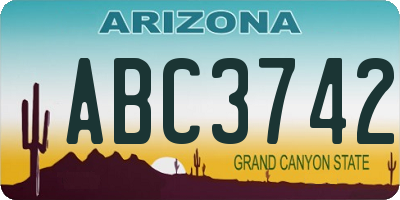 AZ license plate ABC3742