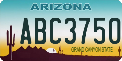 AZ license plate ABC3750