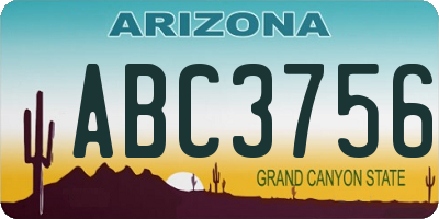 AZ license plate ABC3756
