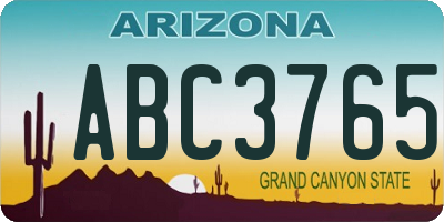 AZ license plate ABC3765