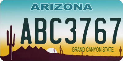 AZ license plate ABC3767