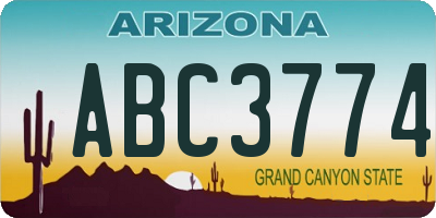 AZ license plate ABC3774