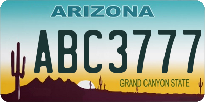AZ license plate ABC3777