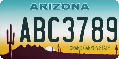 AZ license plate ABC3789