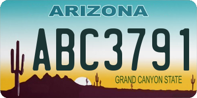 AZ license plate ABC3791