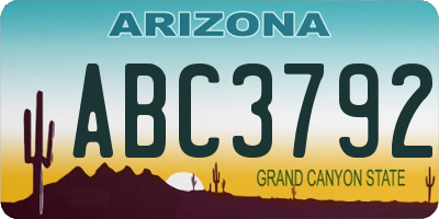 AZ license plate ABC3792