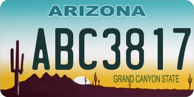 AZ license plate ABC3817