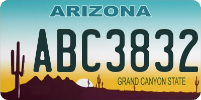 AZ license plate ABC3832