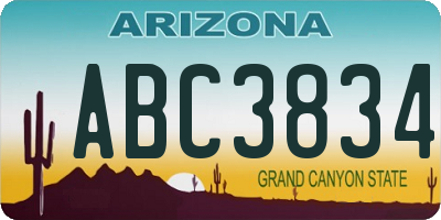 AZ license plate ABC3834