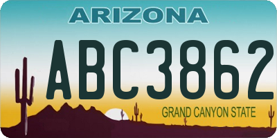 AZ license plate ABC3862