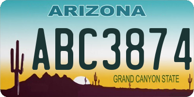 AZ license plate ABC3874