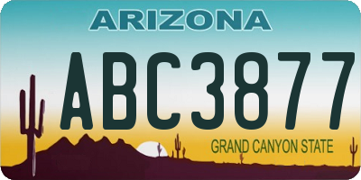 AZ license plate ABC3877