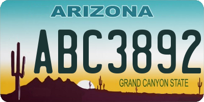 AZ license plate ABC3892