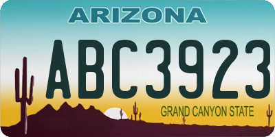 AZ license plate ABC3923