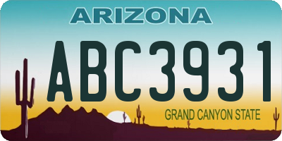 AZ license plate ABC3931
