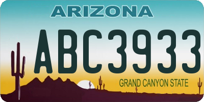 AZ license plate ABC3933