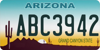 AZ license plate ABC3942