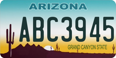 AZ license plate ABC3945