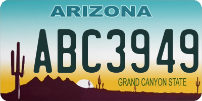 AZ license plate ABC3949