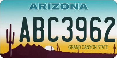 AZ license plate ABC3962